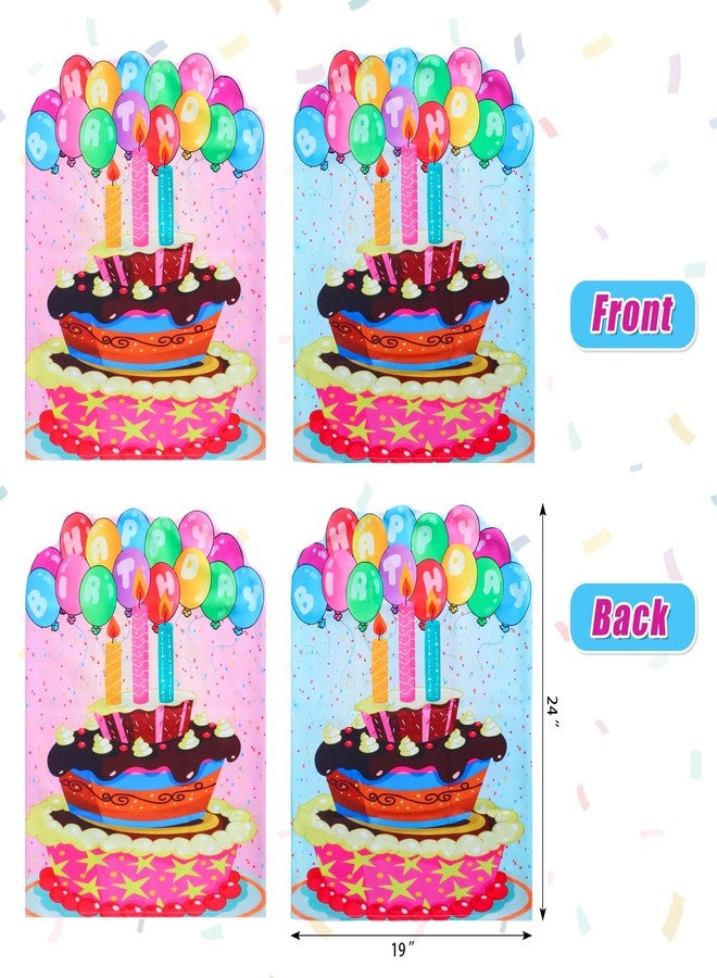 Sozize 2 PCS Birthday Chair Cover Classroom Seat Covers Colorful Happy Birthday Seat Decor for Home School Office, 24” x 19” (Blue, Pink) - Image 2